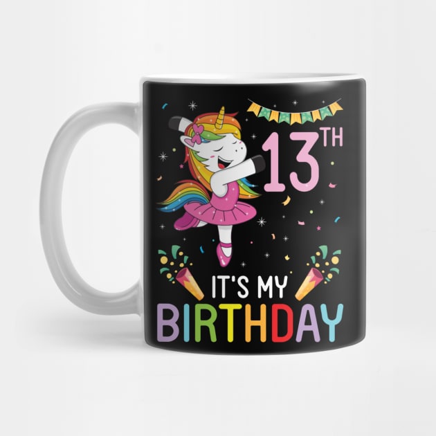 Happy Unicorn Dancing Congratulating 13th Time It's My Birthday 13 Years Old Born In 2008 by bakhanh123